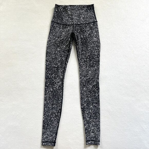 Lululemon Women Wunder Under Pant Hi-Rise Luxtreme Splatter White Black Print 4